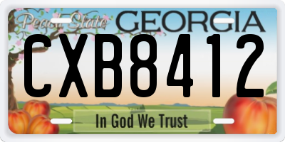 GA license plate CXB8412