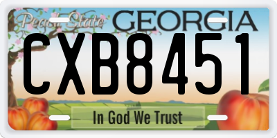 GA license plate CXB8451