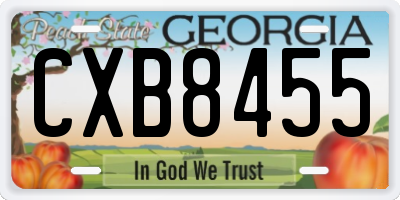 GA license plate CXB8455