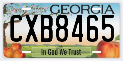 GA license plate CXB8465
