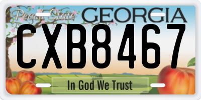 GA license plate CXB8467