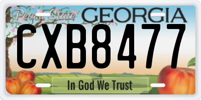 GA license plate CXB8477