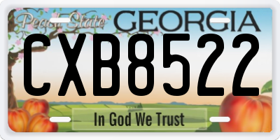 GA license plate CXB8522
