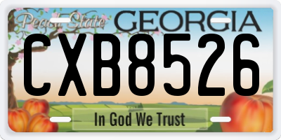 GA license plate CXB8526