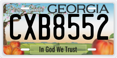 GA license plate CXB8552