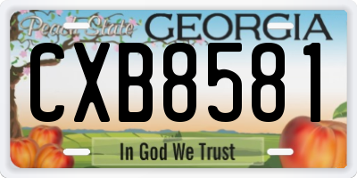 GA license plate CXB8581