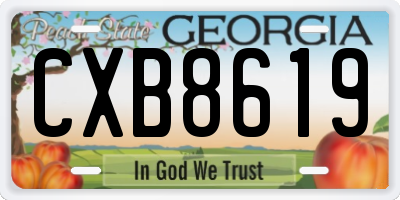 GA license plate CXB8619