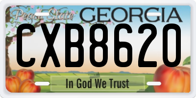 GA license plate CXB8620