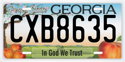 GA license plate CXB8635