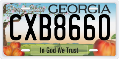 GA license plate CXB8660