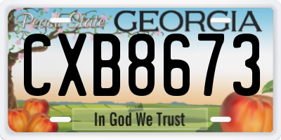 GA license plate CXB8673