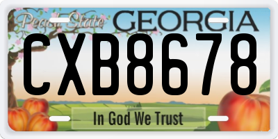 GA license plate CXB8678
