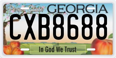 GA license plate CXB8688