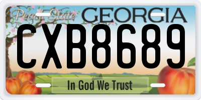 GA license plate CXB8689