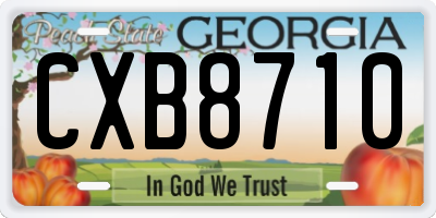 GA license plate CXB8710