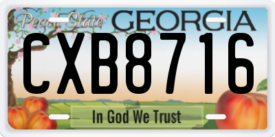 GA license plate CXB8716