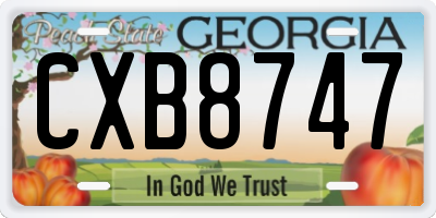 GA license plate CXB8747