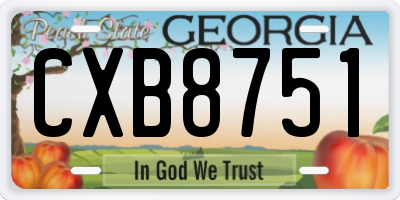 GA license plate CXB8751