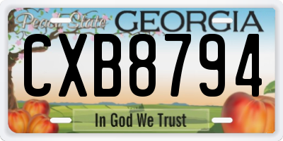 GA license plate CXB8794