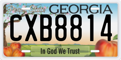 GA license plate CXB8814