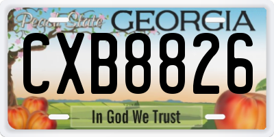 GA license plate CXB8826