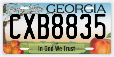 GA license plate CXB8835