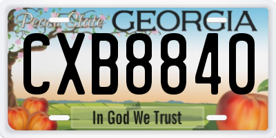 GA license plate CXB8840