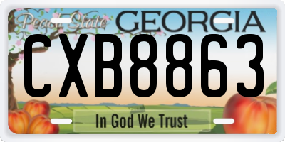 GA license plate CXB8863