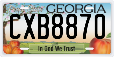 GA license plate CXB8870