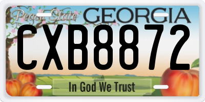 GA license plate CXB8872