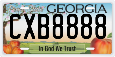 GA license plate CXB8888