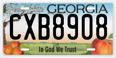 GA license plate CXB8908