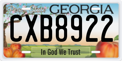 GA license plate CXB8922