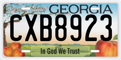 GA license plate CXB8923