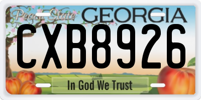 GA license plate CXB8926