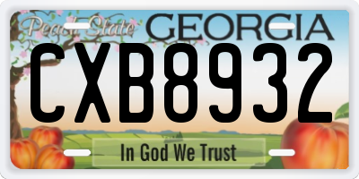 GA license plate CXB8932