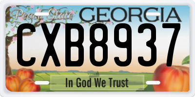 GA license plate CXB8937
