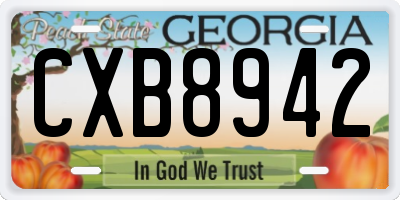 GA license plate CXB8942
