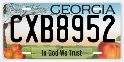 GA license plate CXB8952