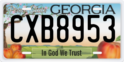 GA license plate CXB8953