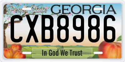 GA license plate CXB8986