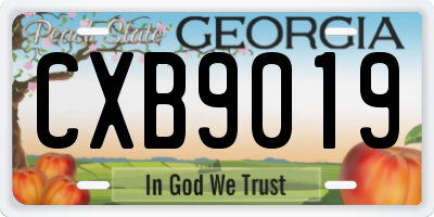GA license plate CXB9019