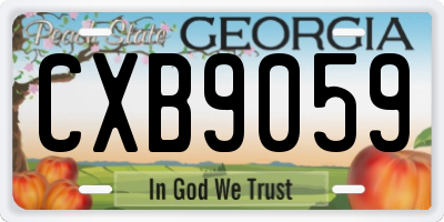 GA license plate CXB9059