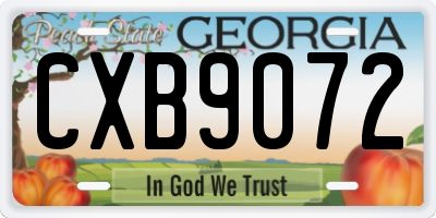GA license plate CXB9072