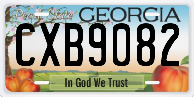 GA license plate CXB9082