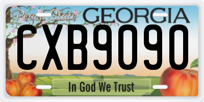 GA license plate CXB9090