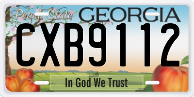 GA license plate CXB9112