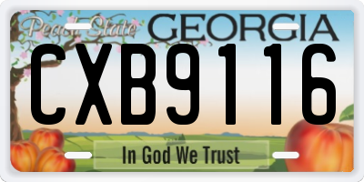 GA license plate CXB9116