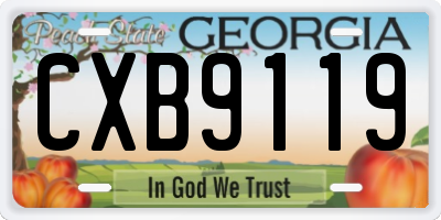 GA license plate CXB9119