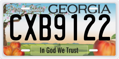GA license plate CXB9122